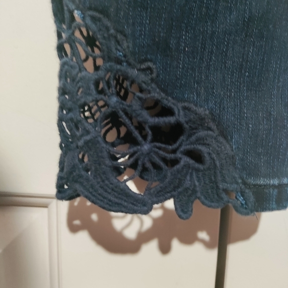 Soft Surroundings Skinny jeans lace design, high waist woman size 8 dark blue - Picture 3 of 6